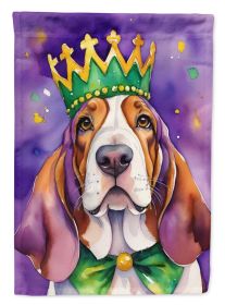 Basset Hound King of Mardi Gras Garden Flag Mailbox Flag Decorative Yard Flag Banner Outside Patio Artwork Yard Flower Beds, Garden Size, Multicolor (Default: Default)