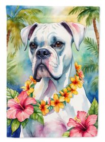 White Boxer Luau Garden Flag Mailbox Flag Decorative Yard Flag Banner Outside Patio Artwork Yard Flower Beds, Garden Size, Multicolor (Default: Default)