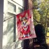 Corgi My Valentine House Flag Large Porch Sleeve Pole Decorative Outside Yard Banner Artwork Wall Hanging, Polyester, House Size, Multicolor