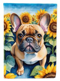 French Bulldog in Sunflowers House Flag Large Porch Sleeve Pole Decorative Outside Yard Banner Artwork Wall Hanging, Polyester, House Size, Multicolor (Default: Default)