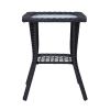 Outdoor Wicker Side Table, Rattan End Table with Glass Top, Patio Coffee Bistro Table for Indoor Garden Porch Balcony