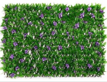 Simulation fence leaves wooden fence Retractable fence fake plant fence Garden yard decoration fence (select: Garden patio decorative fence-70*22*2CM)